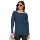 Women's Elle&trade; Bow Accent Tunic Sweater, Size: Small, Turquoise/blue (turq/aqua)
