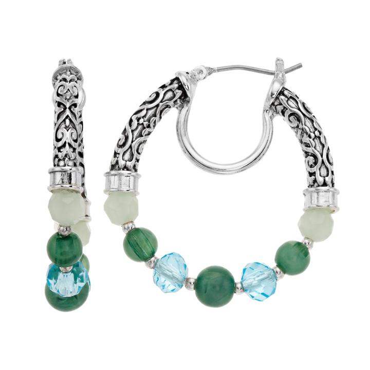 Napier Beaded Filigree Hoop Earrings, Women's, Multicolor