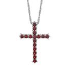 Sterling Silver Garnet Cross Pendant, Women's, Size: 18, Red