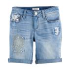 Girls 7-16 & Plus Size Mudd&reg; Embroidered Denim Bermuda Shorts, Girl's, Size: 16, Light Blue