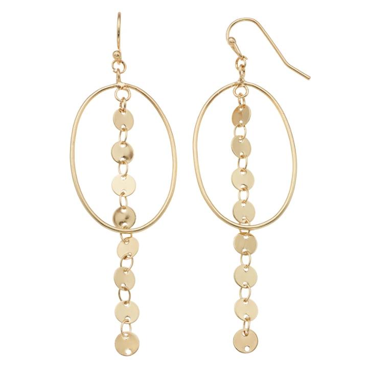 Lc Lauren Conrad Open Circle & Disc Linear Drop Earrings, Women's, Gold