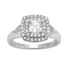 Diamonluxe Sterling Silver 1 1/3-ct. T.w. Simulated Diamond Halo Ring, Women's, Size: 6, White