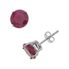 Sterling Silver Ruby Stud Earrings, Women's, Red