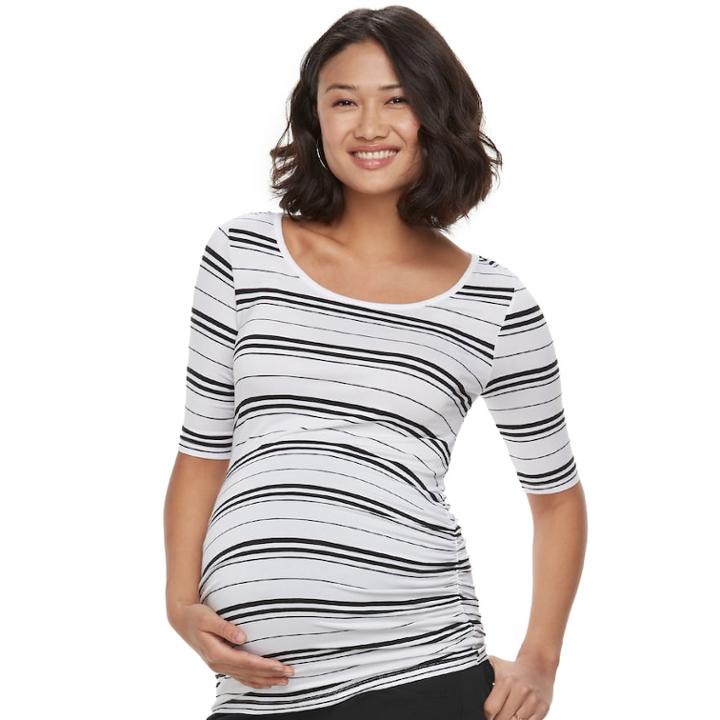 Maternity A:glow Scoopneck Ruched Tee, Women's, Size: Xl-mat, White