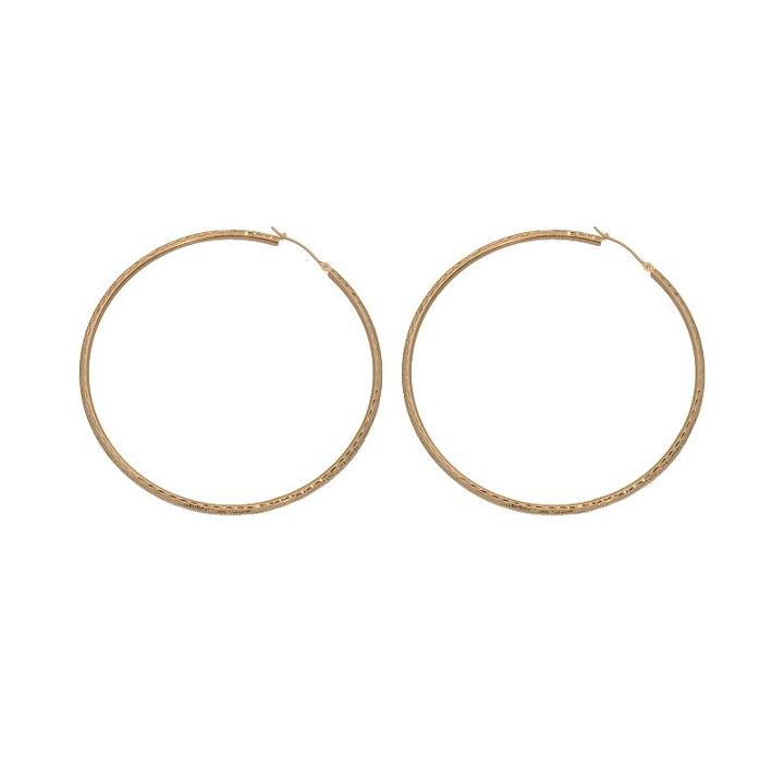 New York Gold Designs 14k Gold Textured Hoop Earrings, Women's, Yellow