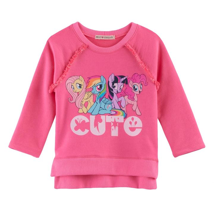 Girls 4-7 My Little Pony: The Movie Fluttershy, Rainbow Dash, Twilight Sparkle & Pinkie Pie Cute High-low Top, Size: 4, Brt Pink