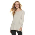 Women's Elle&trade; Lace-trim Bow Tunic Sweater, Size: Xl, Lt Beige