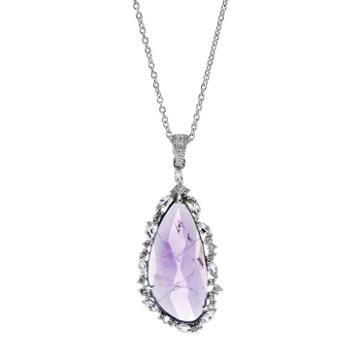 Siri Usa By Tjm Sterling Silver Amethyst & White Topaz Pendant, Women's, Size: 18, Purple