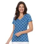 Women's Croft & Barrow&reg; Essential Classic V-neck Tee, Size: Medium, Dark Blue