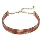 Pink & Cream Seed Bead Choker Necklace, Women's, Multicolor