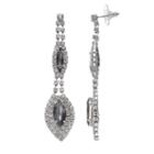 Simulated Crystal Halo Black Marquise Drop Earrings, Women's, Oxford