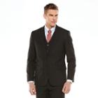Men's Savile Row Modern-fit Striped Black Suit Jacket, Size: 48 Long
