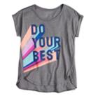 Girls 7-16 So&reg; Easy Roll Cuff Graphic Tee, Size: 14, Med Grey