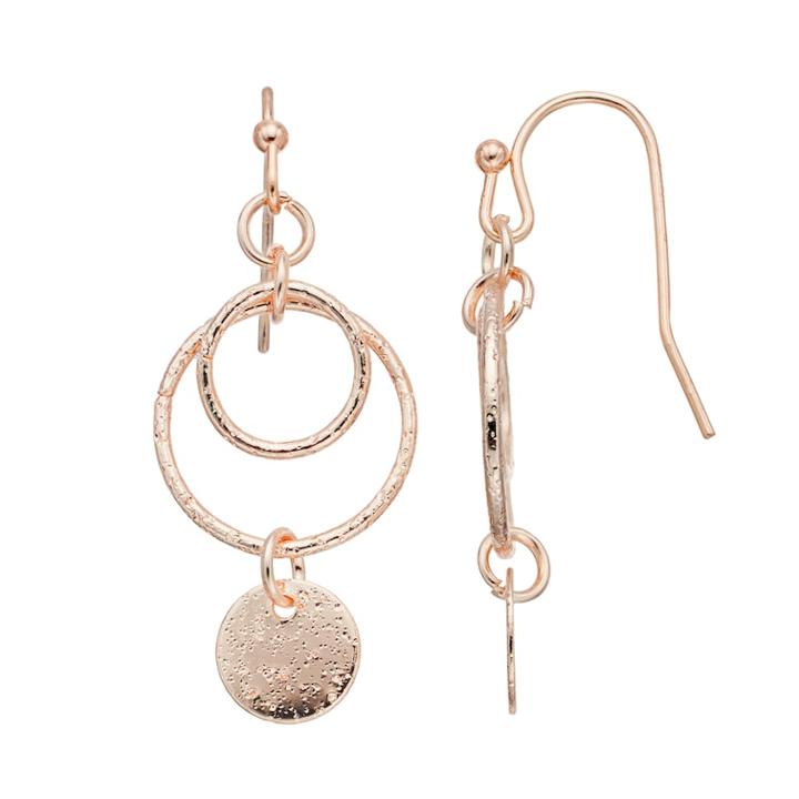 Textured Disc & Circle Nickel Free Drop Earrings, Women's, Light Pink