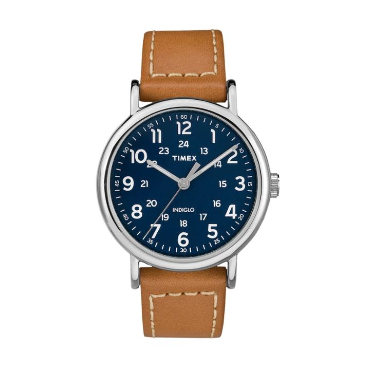 Timex Unisex Weekender Leather Watch - Tw2r42500jt, Size: Large, Brown