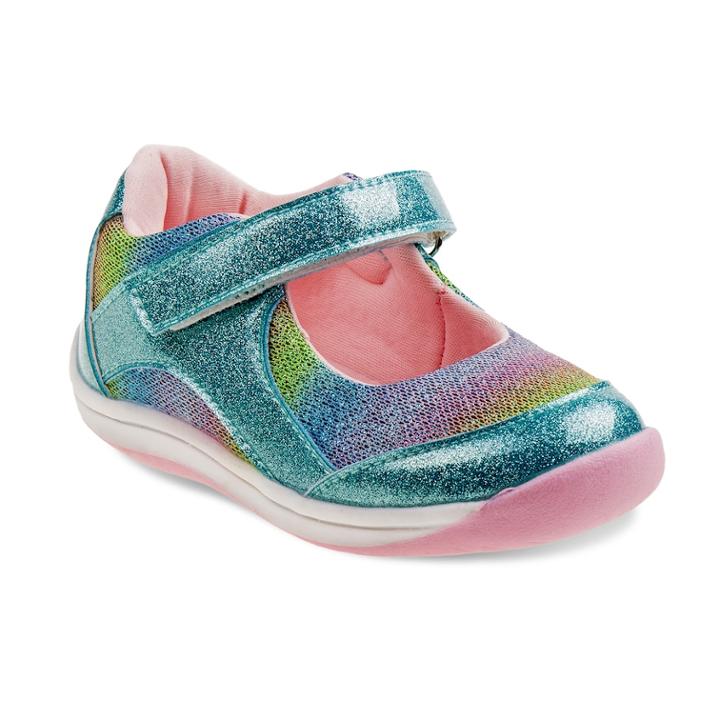 Laura Ashley Glittery Toddler Girls' Mary Jane Shoes, Size: 8 T, Blue
