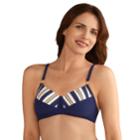 Women's Amoena Samos Bra-sized Nautical Bikini Top, Size: 14c, Navy White Gold