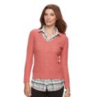 Women's Croft & Barrow&reg; 2-fer Sweater, Size: Xxl, Med Pink