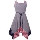 Girls 4-6x Bonnie Jean Americana Knit Sundress, Girl's, Size: 6x, Grey