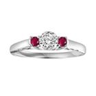 Cherish Always Round Cut Diamond And Ruby Engagement Ring In 10k White Gold (1/6 Ct. T.w.), Women's, Size: 9, Red