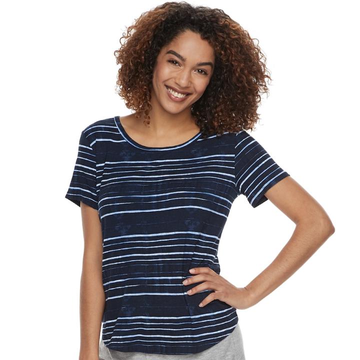 Women's Sonoma Goods For Life&trade; Pleated Crewneck Tee, Size: Xl, Dark Blue