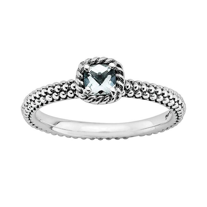 Stacks And Stones Sterling Silver Aquamarine Stack Ring, Women's, Size: 9