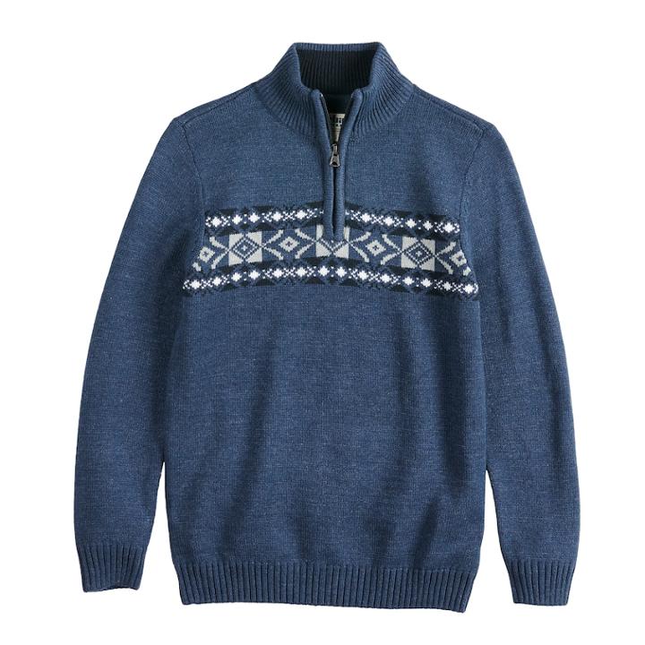 Boys 8-20 Urban Pipeline&trade; Fairisle Quarter-zip Sweater, Size: Large, Blue
