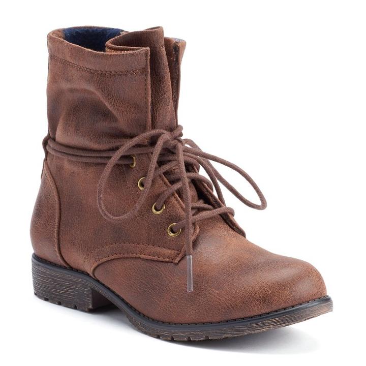 Sonoma Goods For Life™ Girls' Slouchy Lace-up Boots, Girl's, Size: 4, Lt Beige