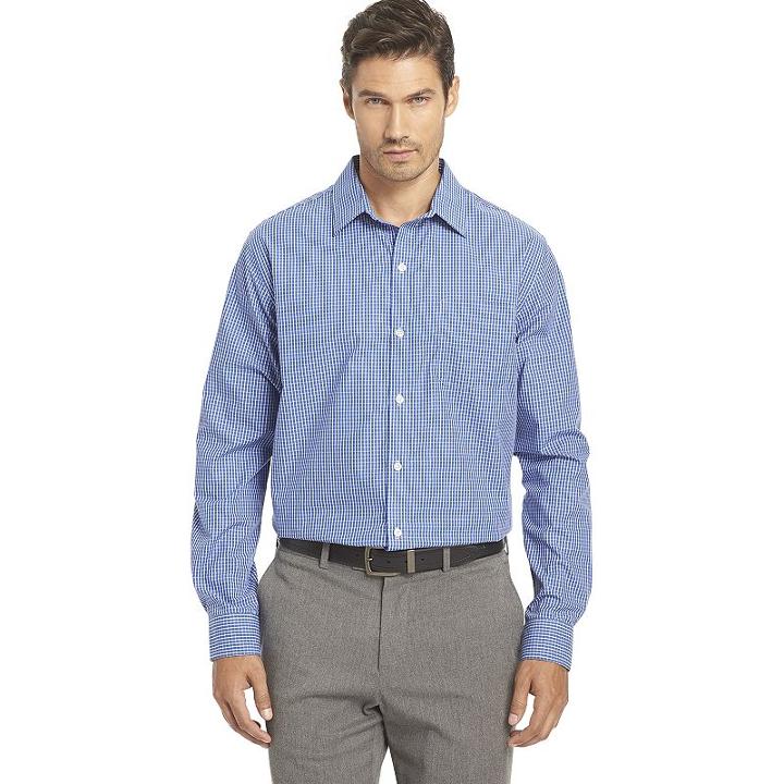 Van Heusen, Men's Traveler Stretch Classic-fit No-iron Button-down Shirt, Size: Small, Blue Other