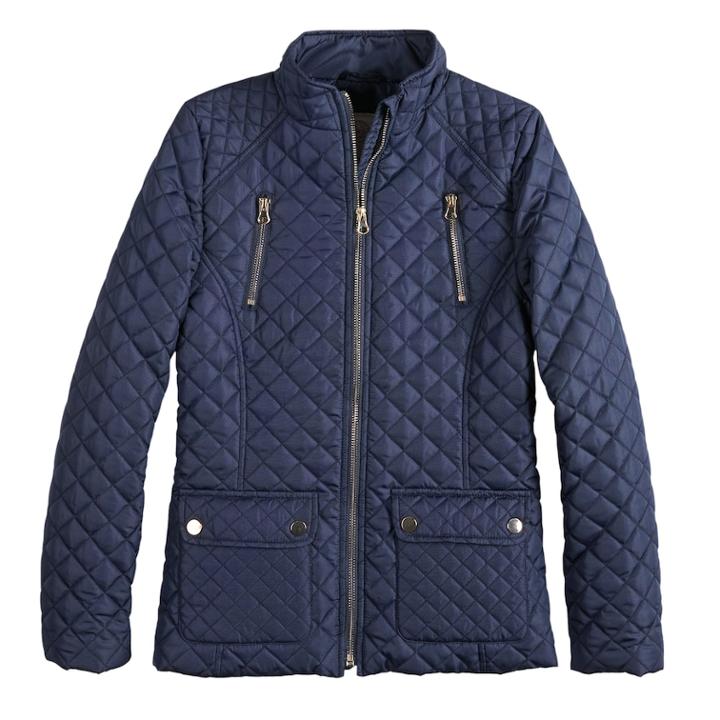 Girls 4-16 So&reg; Quilted Lightweight Barn Jacket, Size: 4-5, Blue (navy)