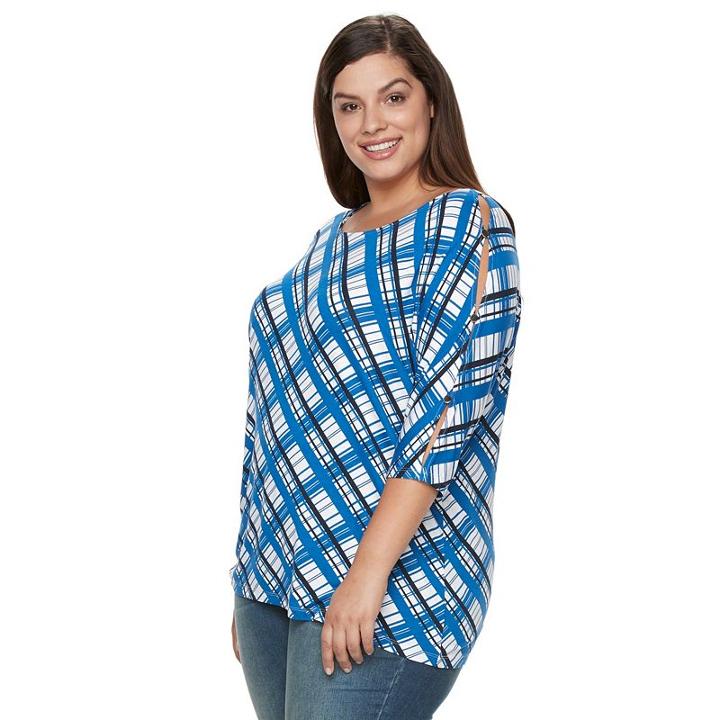 Plus Size Croft & Barrow&reg; Printed Dolman Tee, Women's, Size: 2xl, Blue