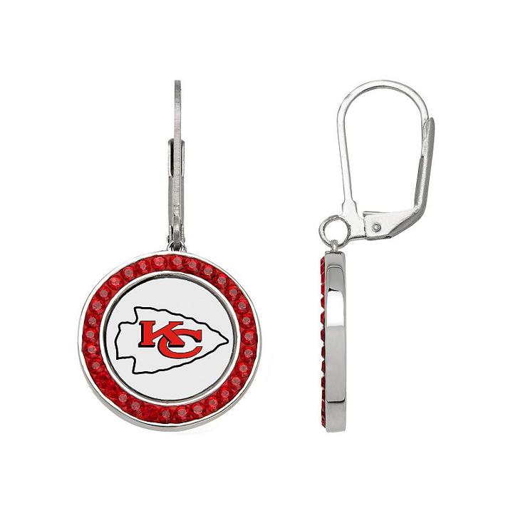 Kansas City Chiefs Crystal Team Logo Drop Earrings, Women's, Red