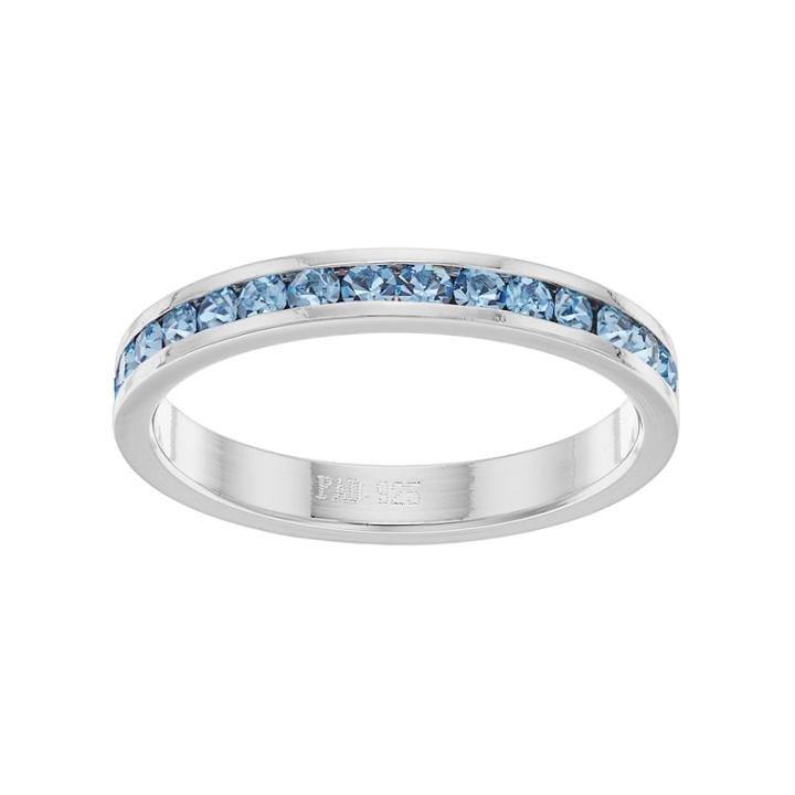 Traditions Sterling Silver Crystal Birthstone Eternity Ring, Women's, Size: 10, Blue