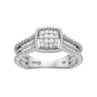 Sterling Silver 1/5 Carat T.w. Diamond Cushion Halo Ring, Women's, Size: 7, White
