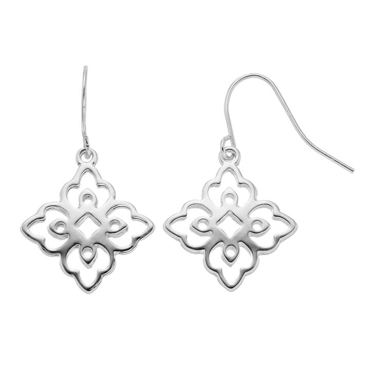 Chaps Quatrefoil Nickel Free Drop Earrings, Women's, Silver