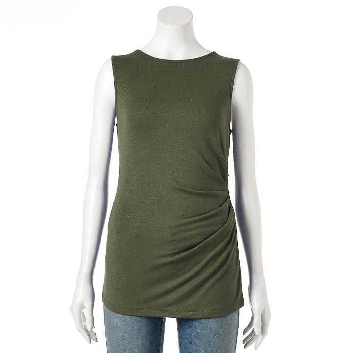 Women's Apt. 9&reg; Ruched Sleeveless Top, Size: Small, Green