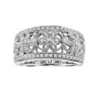 Love Always Sterling Silver 1/4-ct. T.w. Diamond Openwork Flower Ring, Women's, Size: 6, White