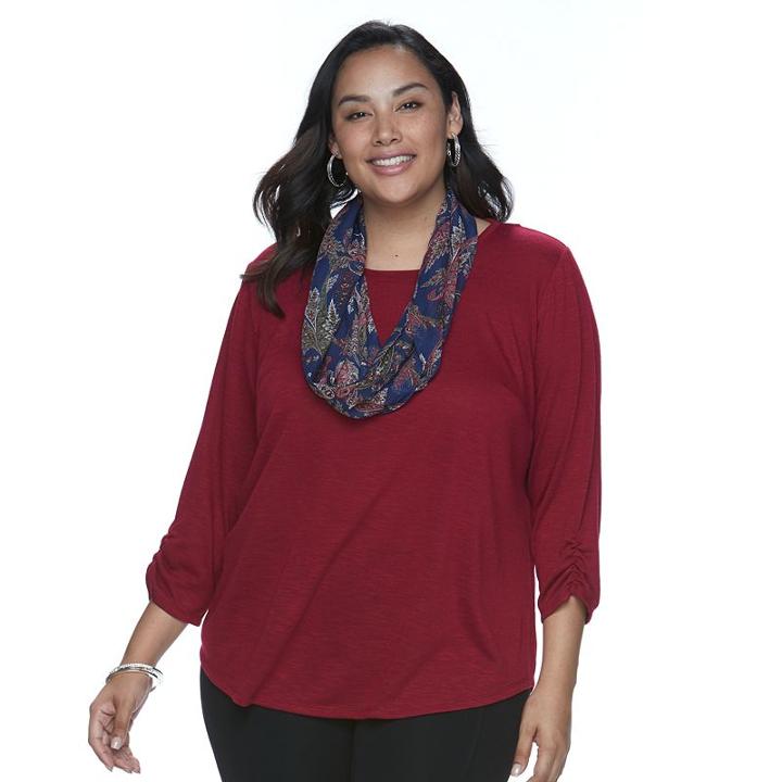 Plus Size Apt. 9&reg; Scarf Tee, Women's, Size: 2xl, Midnight Paisley