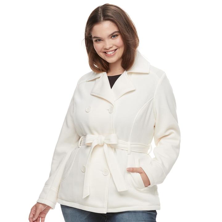 Juniors' Plus Size J-2 Double-breasted Fleece Jacket, Teens, Size: 2xl, Natural
