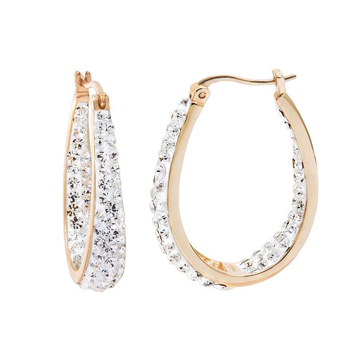 Crystal Radiance 18k Gold-plated Inside-out U-hoop Earrings, Women's, Yellow