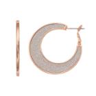 Glittery Crescent Nickel Free Hoop Earrings, Women's, Pink Other