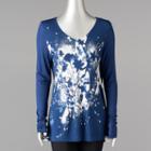 Women's Simply Vera Vera Wang Print Tee, Size: Xl, Blue (navy)