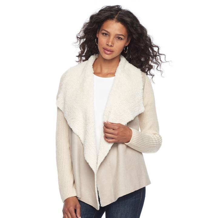 Petite Napa Valley Sherpa Cardigan, Women's, Size: S Petite, Lt Brown