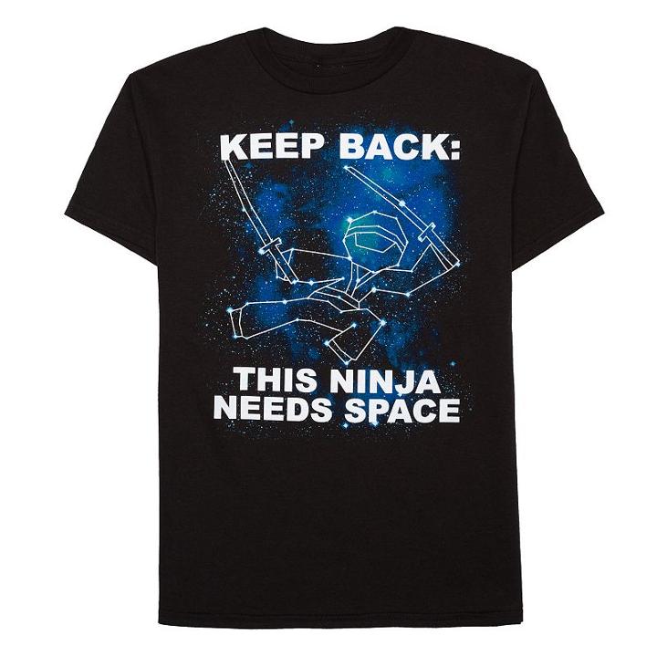 Boys 8-20 Keep Back: This Ninja Needs Space Tee, Boy's, Size: Medium, Black
