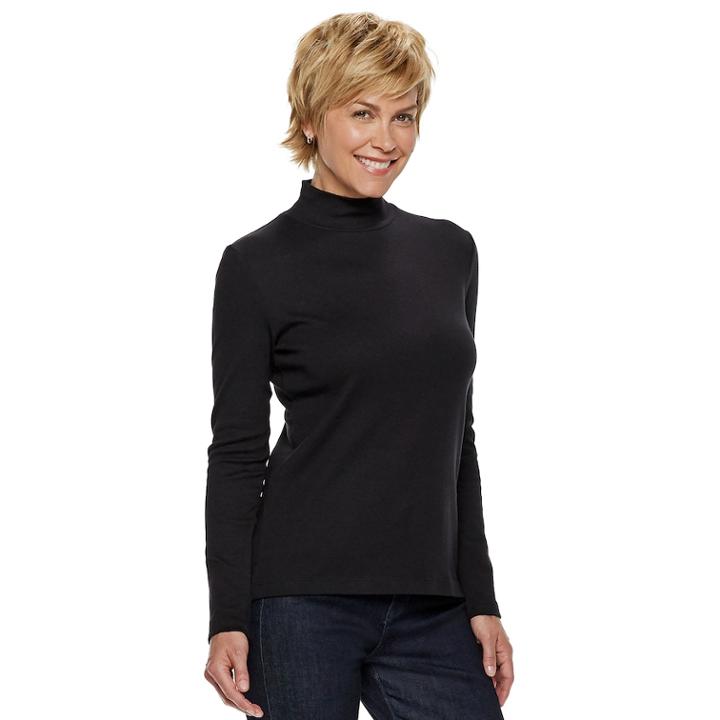 Women's Croft & Barrow&reg; Essential Mockneck Top, Size: Xxl, Black