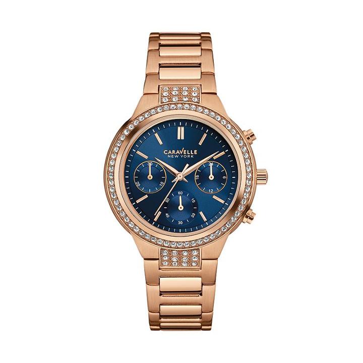 Caravelle New York By Bulova Women's Crystal Stainless Steel Chronograph Watch - 44l181, Pink