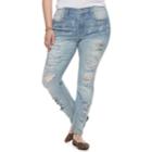 Juniors' Plus Size Mudd&reg; Low-rise Destructed Skinny Jeans, Teens, Size: 22, Blue