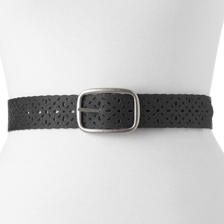 Women's Relic Floral Laser-cut Belt, Size: Large, Grey (charcoal)