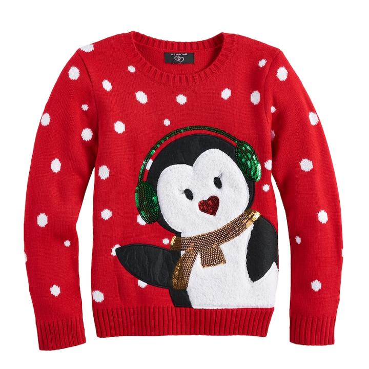 Girls 7-16 It's Our Time Ugly Christmas Sweater, Size: Small, Red Overfl
