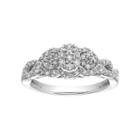 Cherish Always 10k White Gold 1/4 Carat T.w. Diamond Cluster Halo Engagement Ring, Women's, Size: 6.50